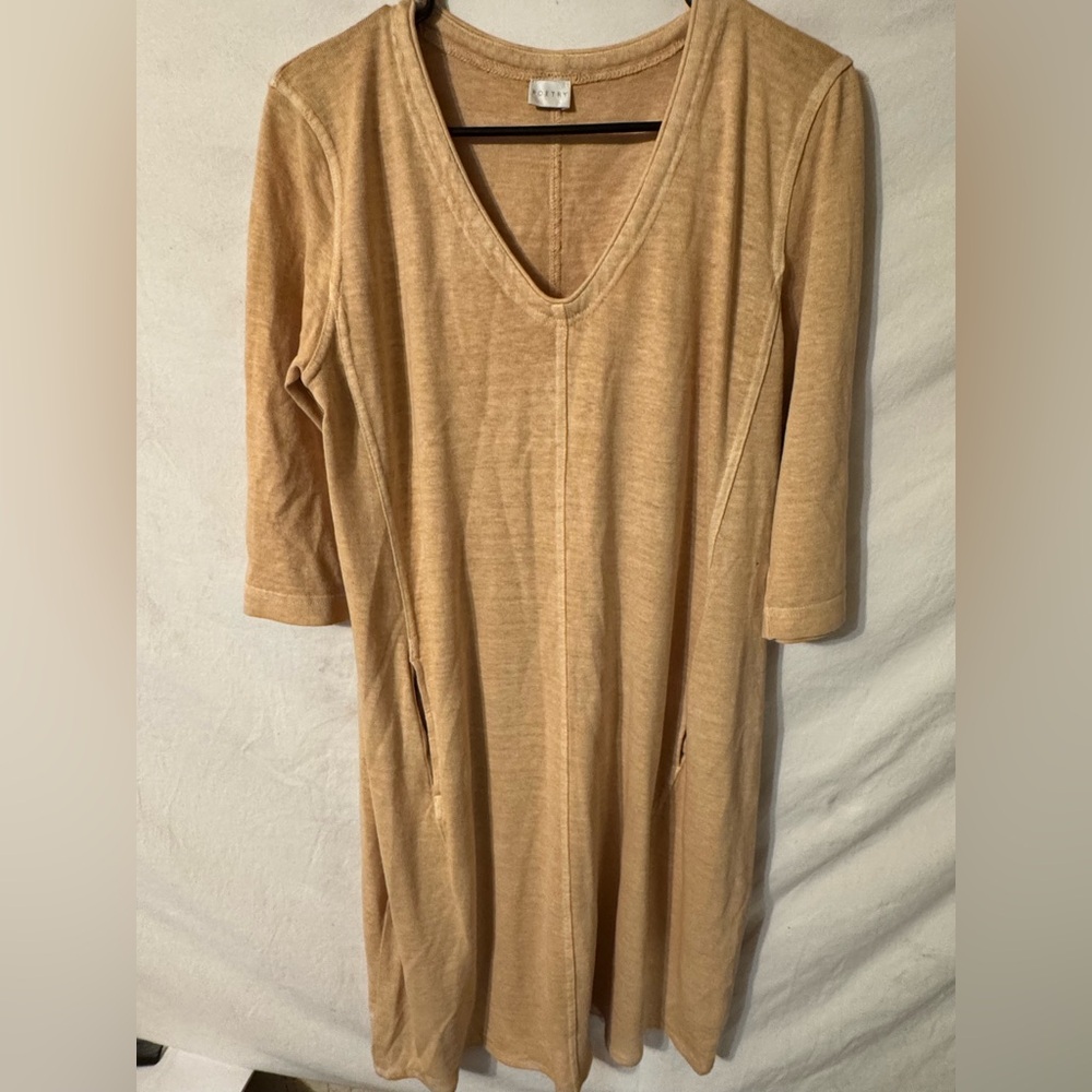 Tan V-Neck Dress